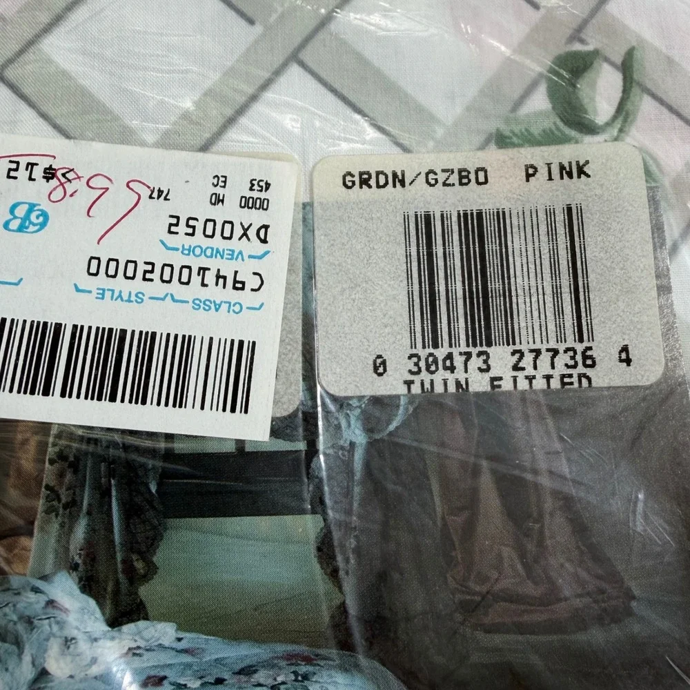 Vintage Springmaid Garden Gazebo Twin Sheet Set Pink Rose Lattice Eyelet NEW